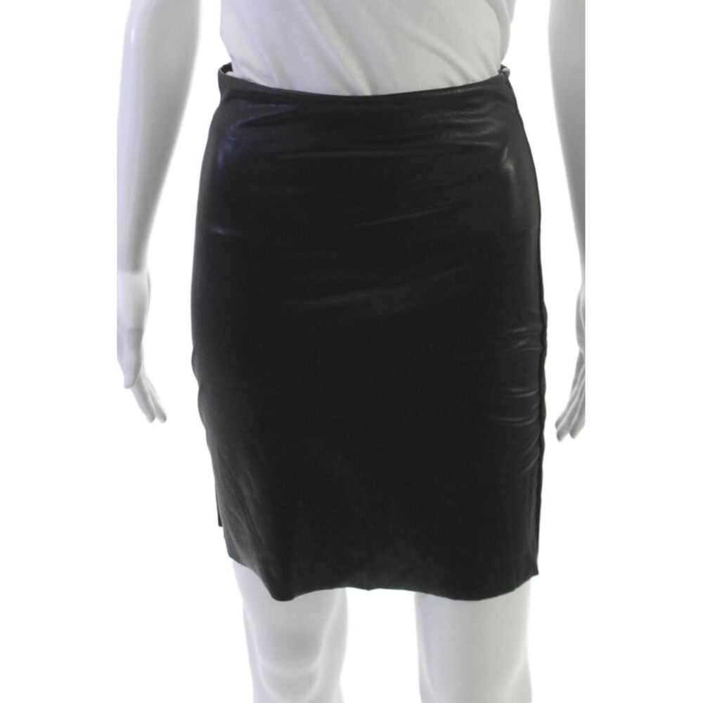 Commando Women Black Straight Pencil Mini Skirt Polyester Pull On Size M